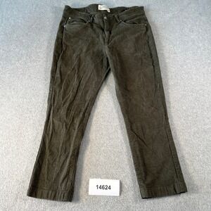 Celio Corduroy Pants Mens 34 Olive Green Cotton Stretch Streetwear Straight Leg